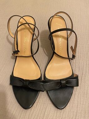 Luiza Barcelos Black Bow-Accent Slingback Heels — Women. Size 9